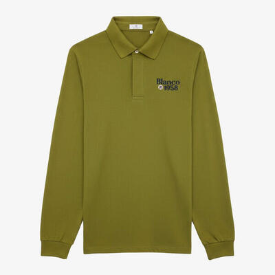 Effen gebreide polo met lange mouwen