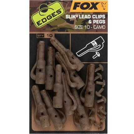 Fox Edges Camo Size 10 Slik lead clip + pegs - 10 Leadclips