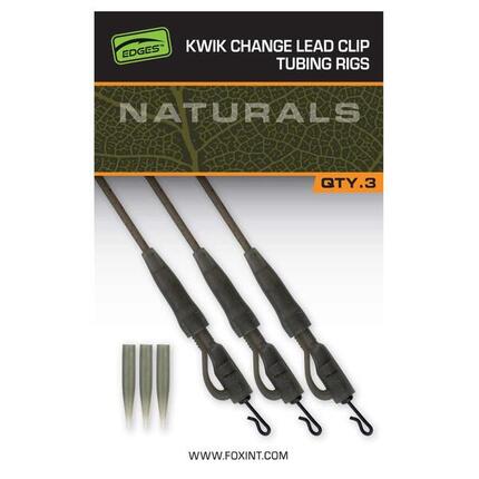 Montages tubulaires à clip plomb Kwik Change FOX Edges Naturals (lot de 3)