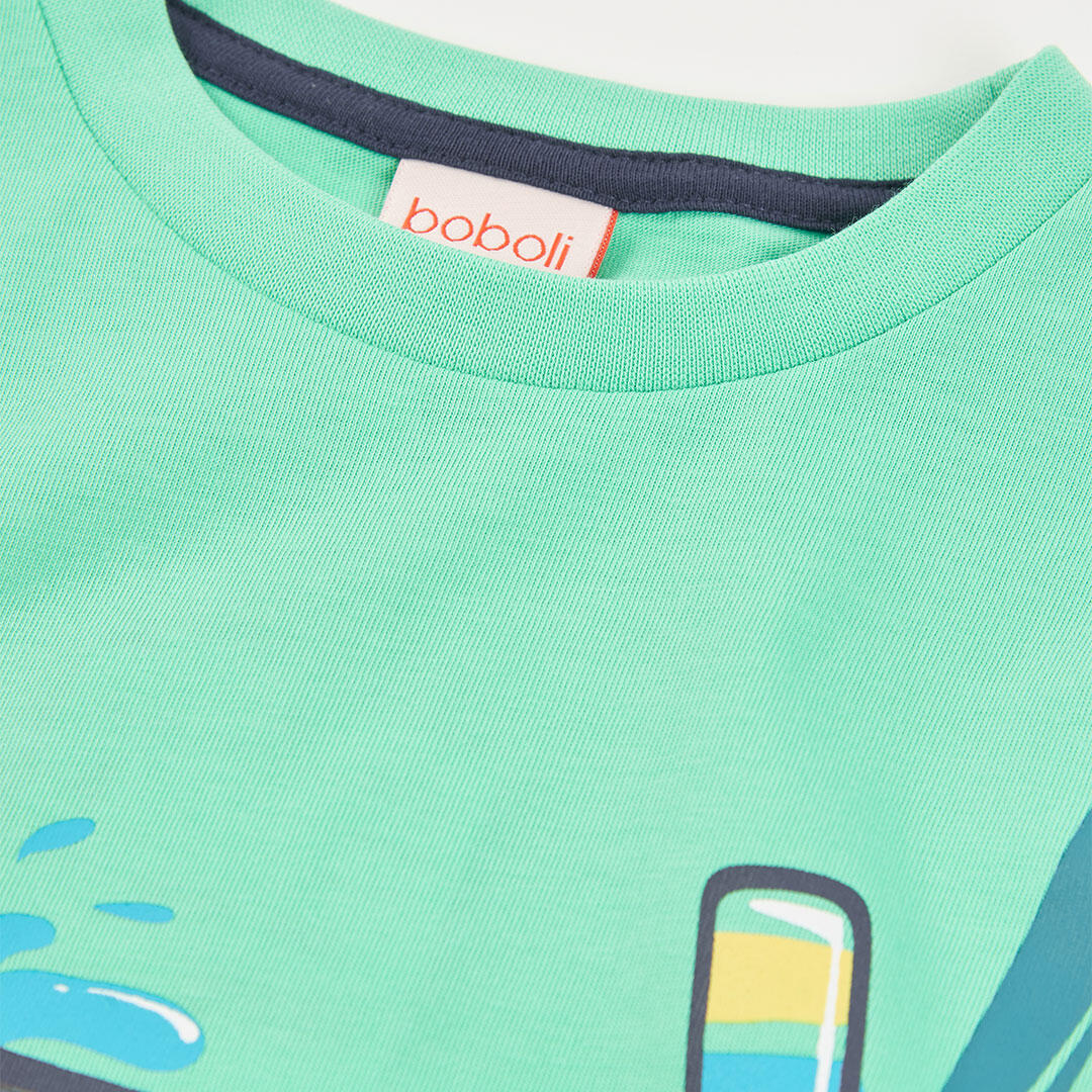 Camisetas de verano de tenis kids niño boboli verde 3/4