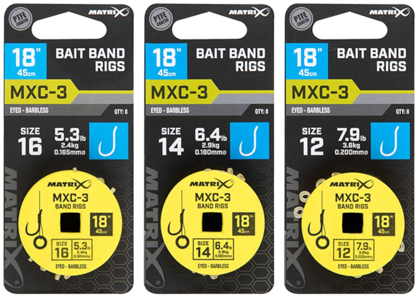 Fox Matrix MXC-3 Barbless Bait Band Rigs 45cm - 8 Friedfischhaken 1/4