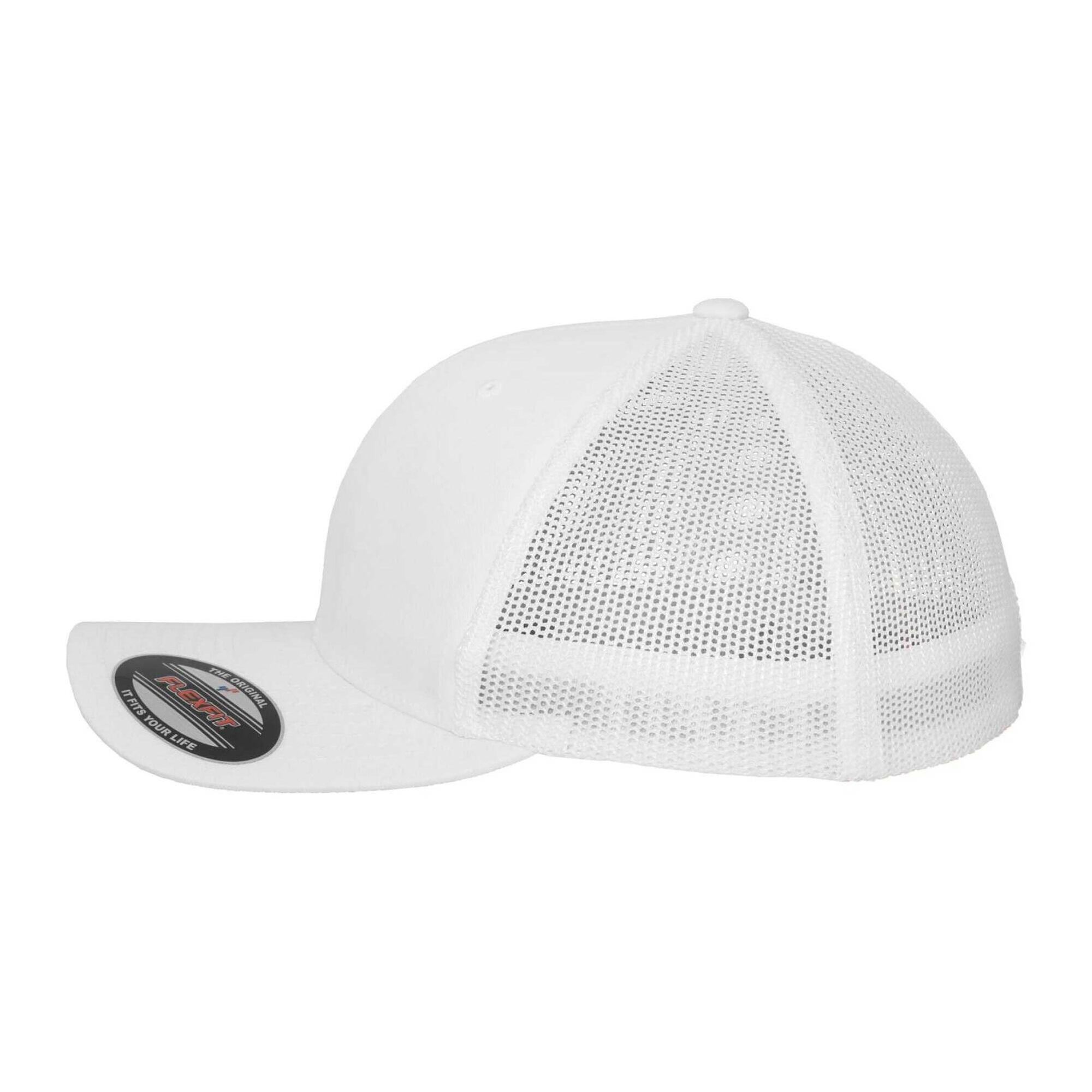 Trucker Cap für HerrenDamen Unisex, Netzmaterial Damen und Herren Weiß 3/4