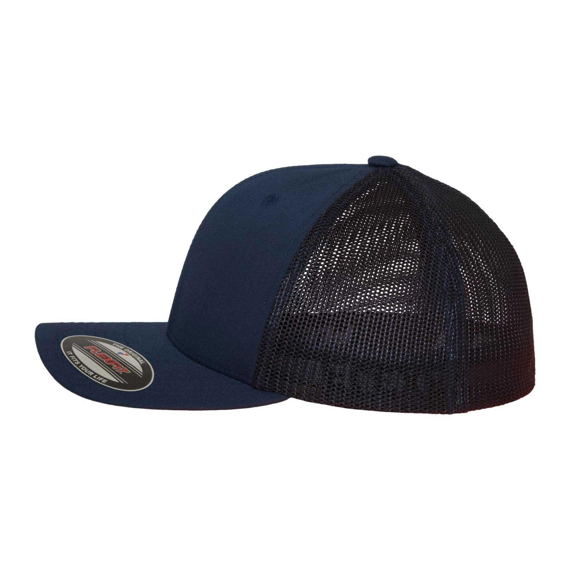 Cappellino Da Camionista Maglia A Rete Adulto Unisex Flexfit Blu Navy 3/4