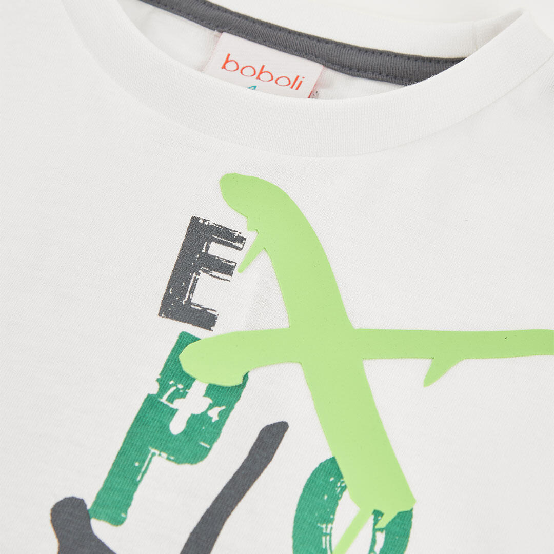 Camisetas de verano de gimnasia kids niño boboli blanco 3/4