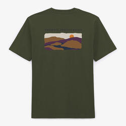 T-shirt manches courtes en coton printé vert olive