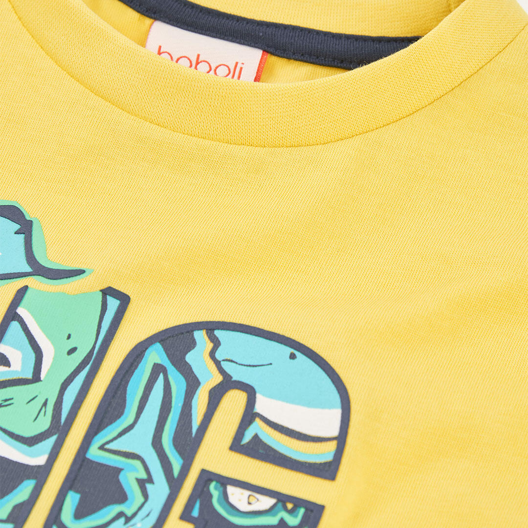 Camisetas de verano de gimnasia kids niño boboli amarillo 3/4