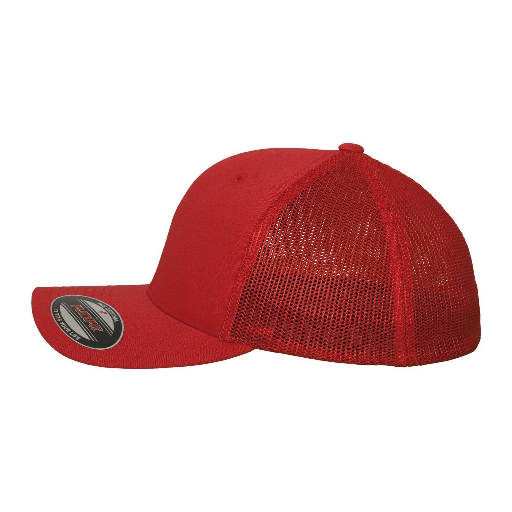 Trucker Cap für HerrenDamen Unisex, Netzmaterial Damen und Herren Rot 3/4