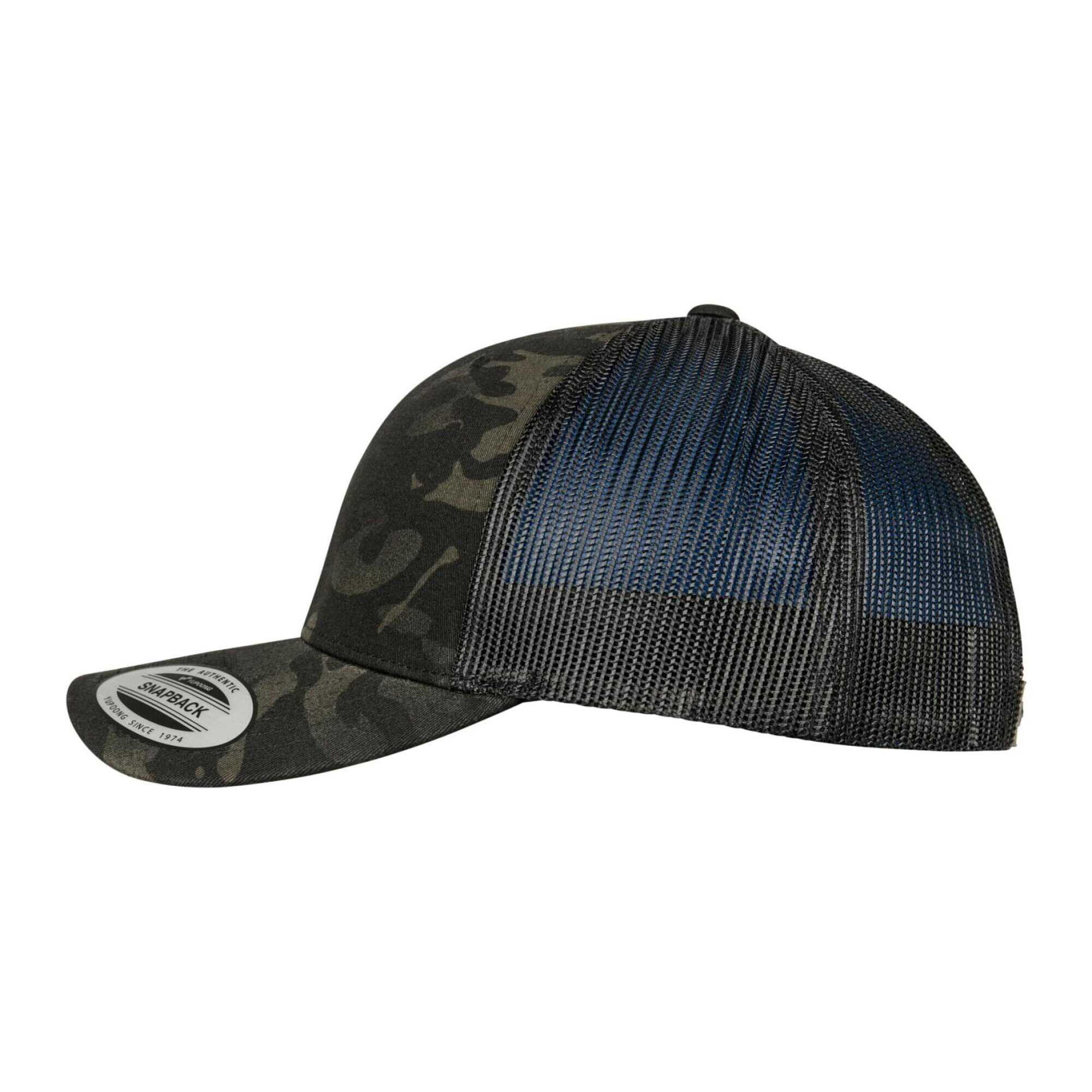 Cappellino Da Camionista Retrò Camo Adulto Unisex Flexfit Multicamera Nera 3/4