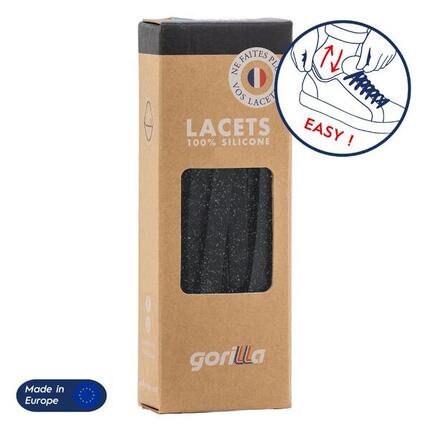 Lacets élastiques larges pour baskets sneakers silicone - noir