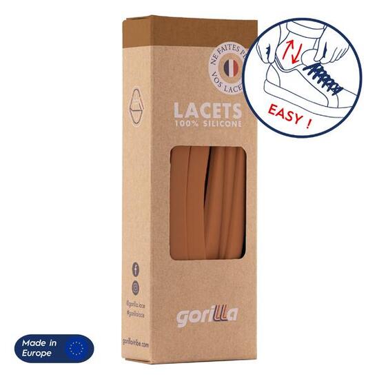 Lacets élastiques larges pour baskets sneakers silicone - marron