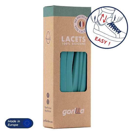 Lacets élastiques larges pour baskets sneakers silicone - vert caraïbes