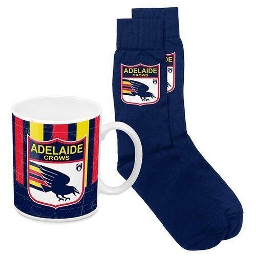 AFL Heritage Coffee Drink Mug & Sock Gift Pack - Adelaide Crows - Gift Boxed