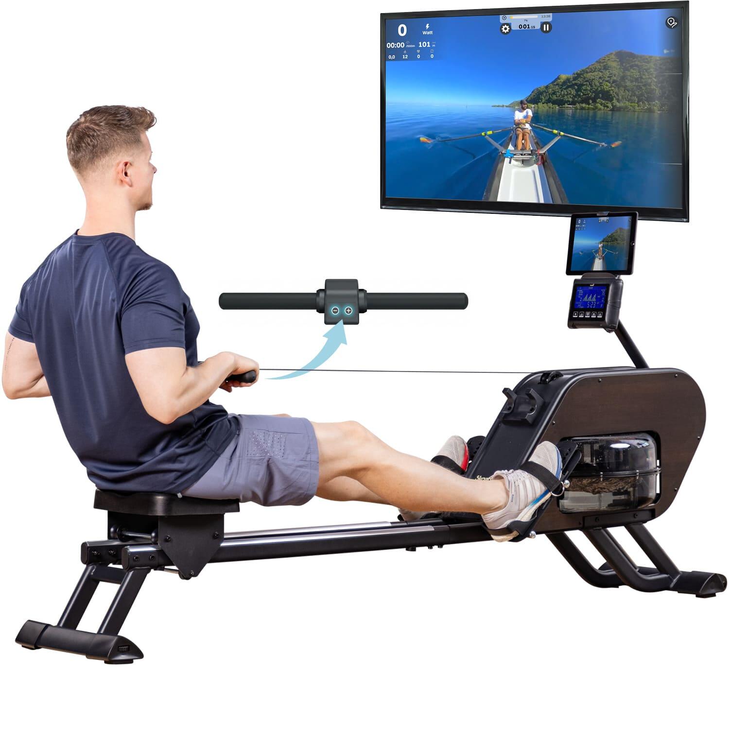 Skandika - Rameur Nemo Iii Hybrid - Résistance Eau & Magnétique - Connecté - Max. 130 Kg - Rameur - Marron|noir - Taille Unique - Decathlon