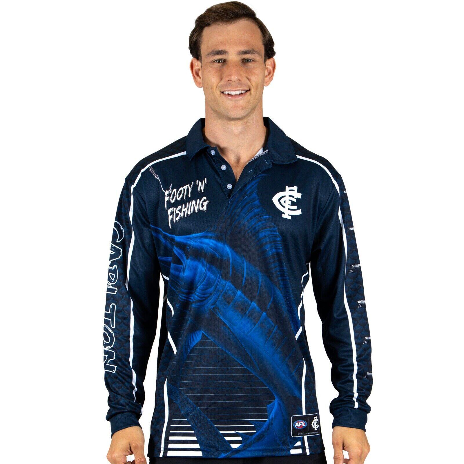 AFL Footy 'n' Fishing Shirt - Carlton Blues - Adult - Mens - Polo