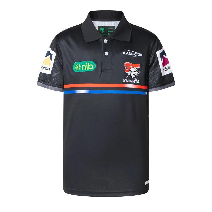 NRL 2025 Media Polo Shirt - Newcastle Knights - Kids - YOUTH - CLASSIC