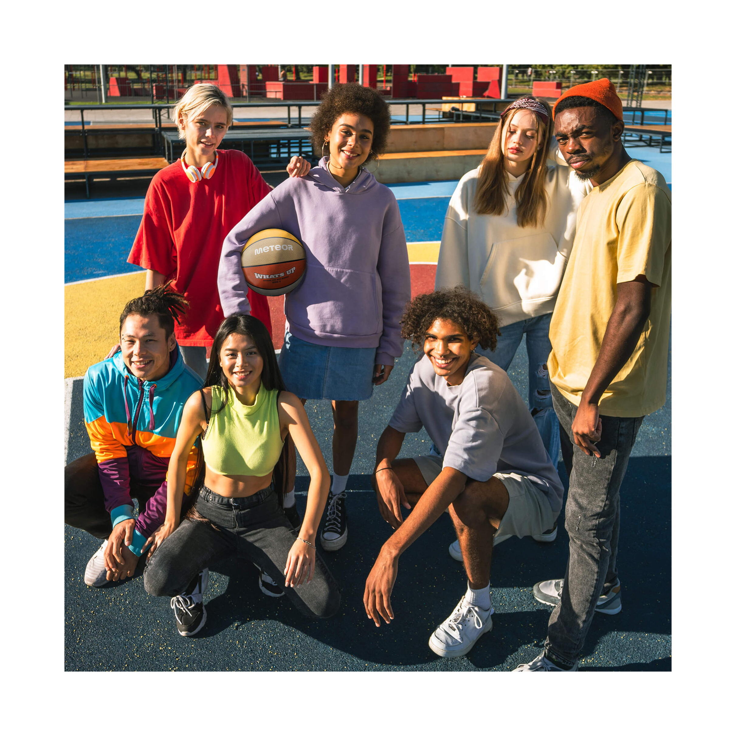 Balón de baloncesto Meteor What's Up - Talla 7, goma antideslizante 5/7