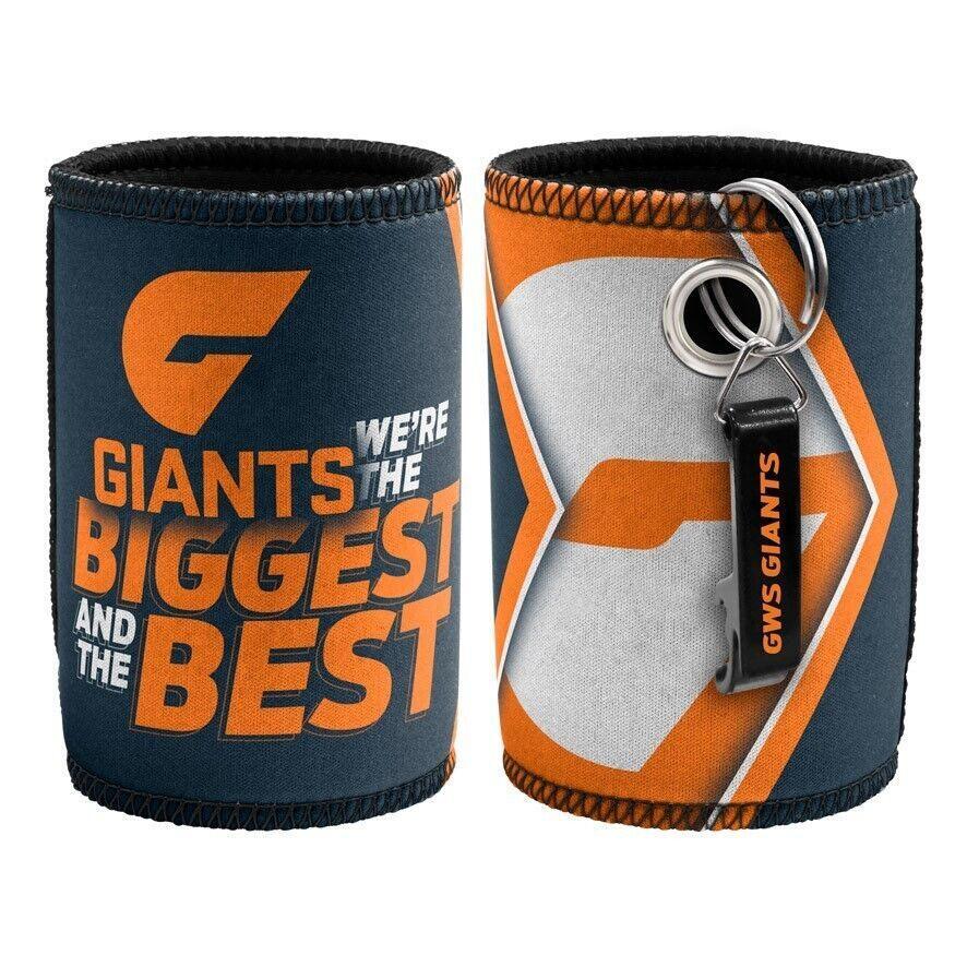 AFL Stubby Can Cooler with Bottle Opener - GWS Giants - Rubber Base