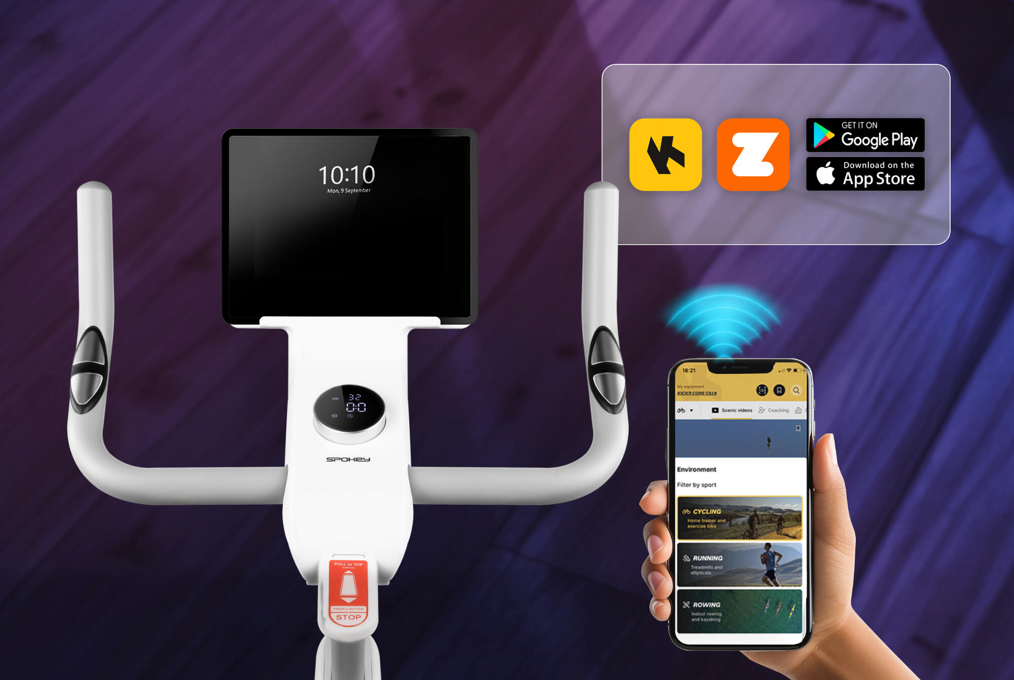 Rower treningowy elektromagnetyczny z podświetleniem Spokey Zen 5/7