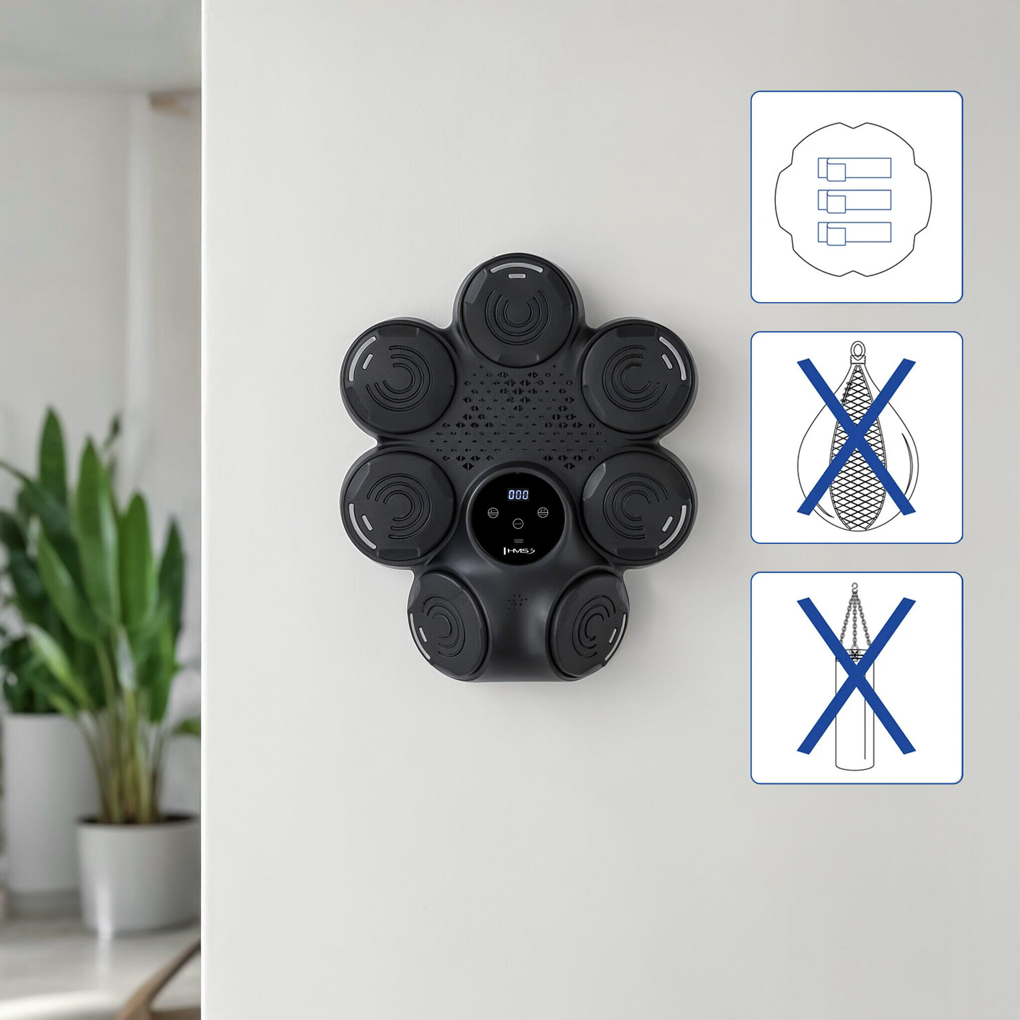 Elektroniczna tarcza bokserska HMS TB30 LED Bluetooth z muzyką i rękawicami 5/7