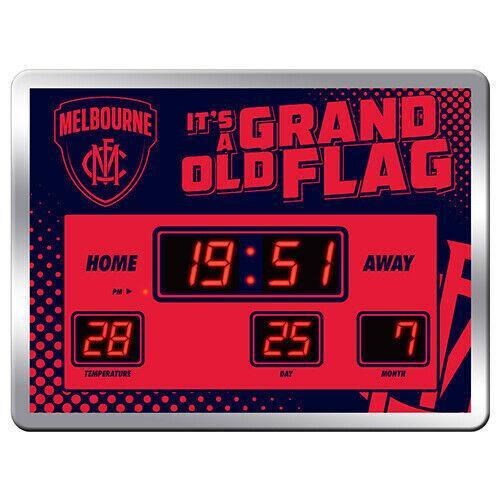 AFL LED Scoreboard Clock - Melbourne Demons - 45x33cm - Time Temp Date