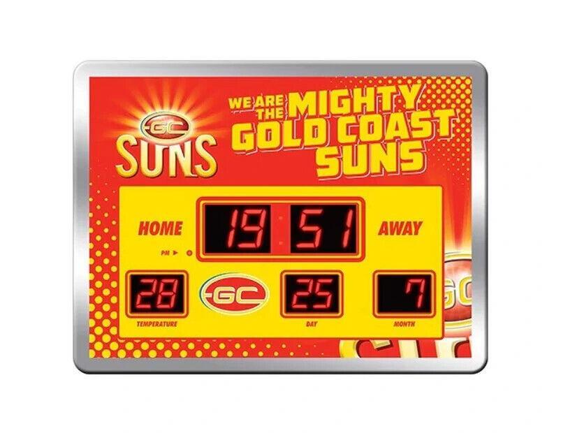 AFL LED Scoreboard Clock - Gold Coast Suns - 45x33cm - Time Temp Date