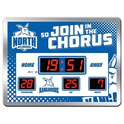 AFL LED Scoreboard Clock - North Melbourne Kangaroos - 45x33cm - Time Temp Date
