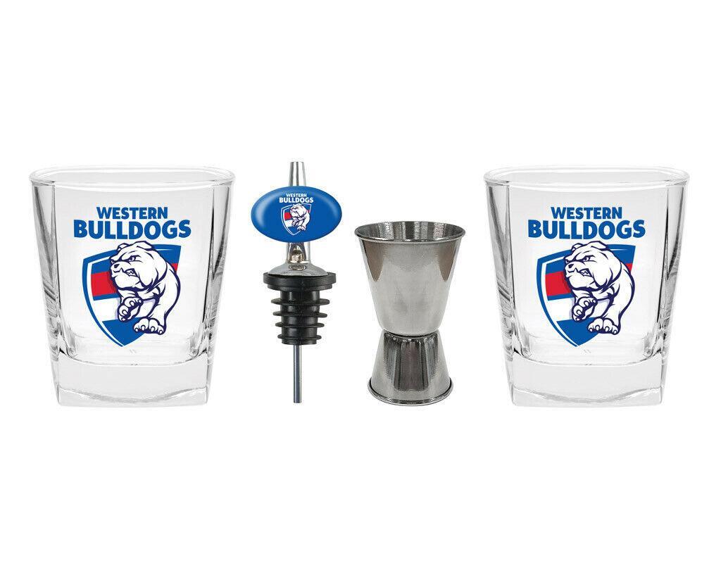 AFL 2 Spirit Glass Jigger and Pourer Set - Western Bulldogs - Gift Set