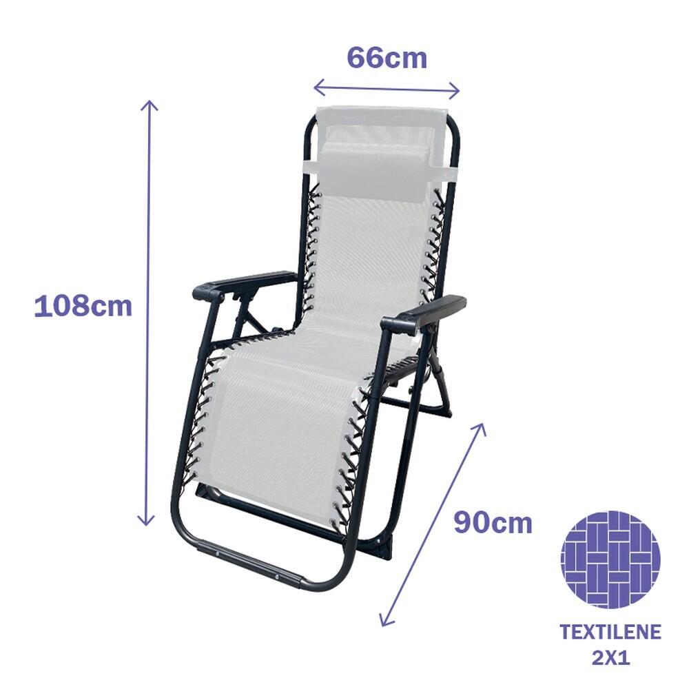 Tumbona Plegable Gravedad Cero Marbueno para Jardín y Piscina 2/3