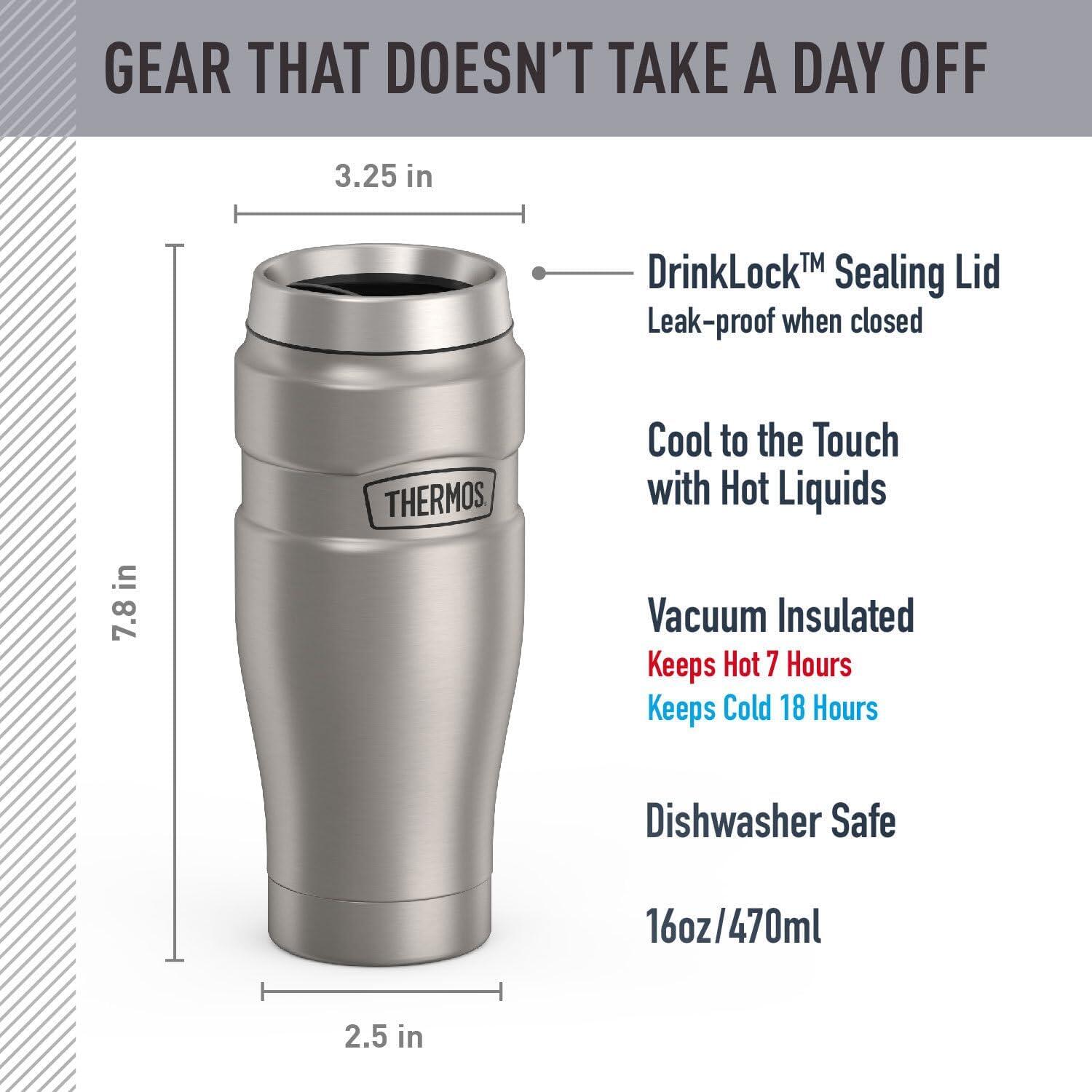 THERMOS KING 470ml Taza de acero inoxidable con aislamiento al vacío Taza Acero 3/7