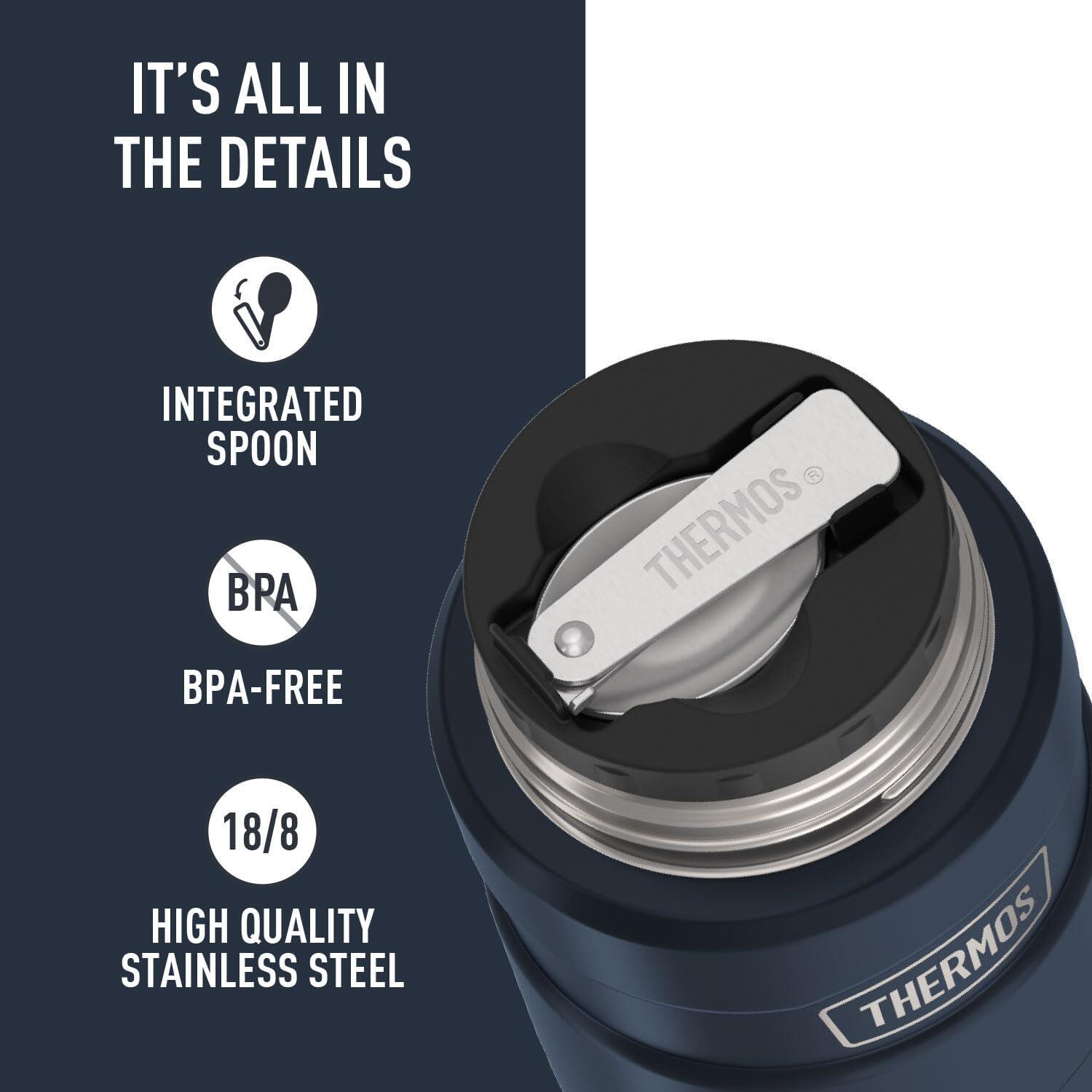 THERMOS KING 470ml de acero inoxidable bote con cuchara plegablee – Azul 6/7