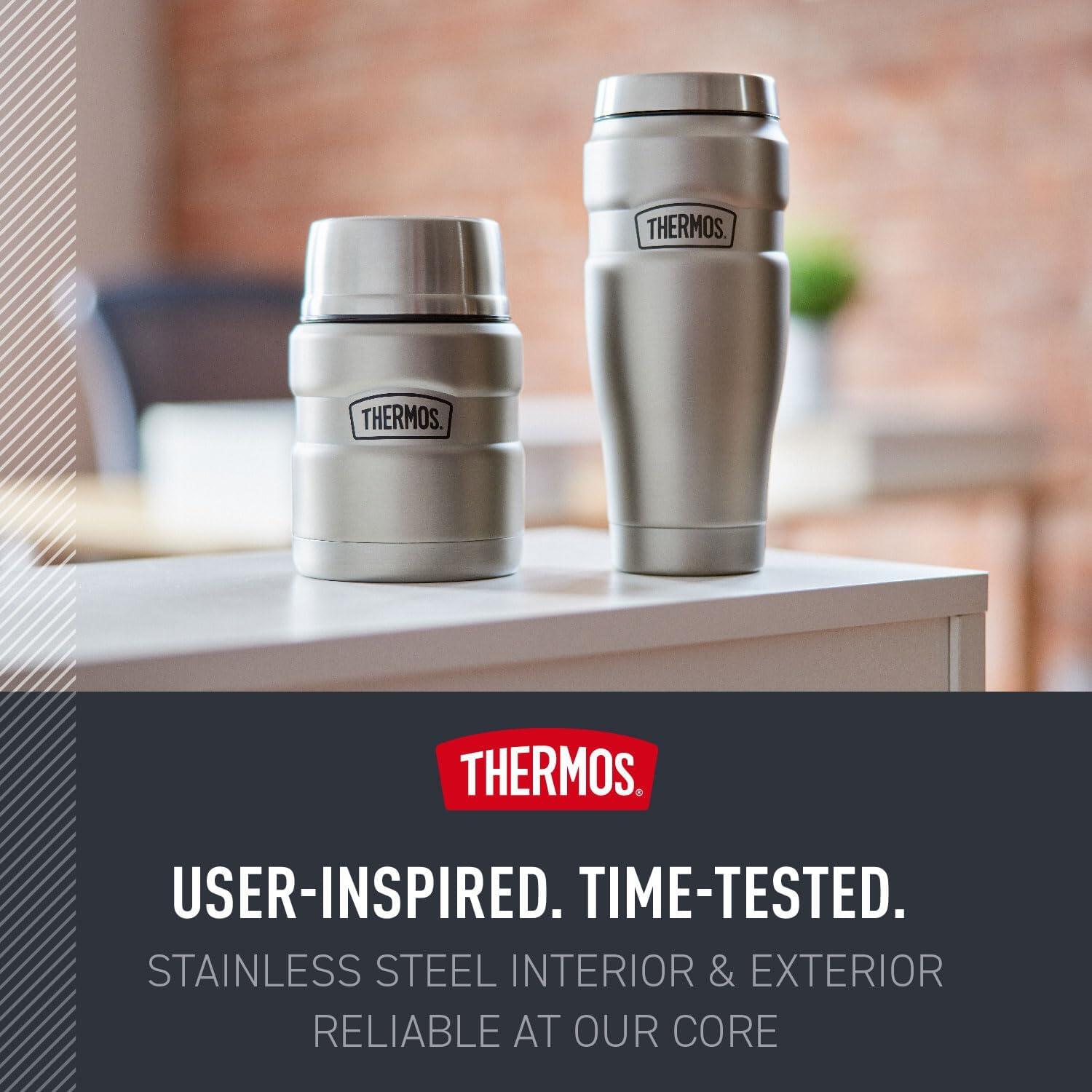 THERMOS KING 470ml de acero inoxidable bote con cuchara plegablee – Azul 7/7