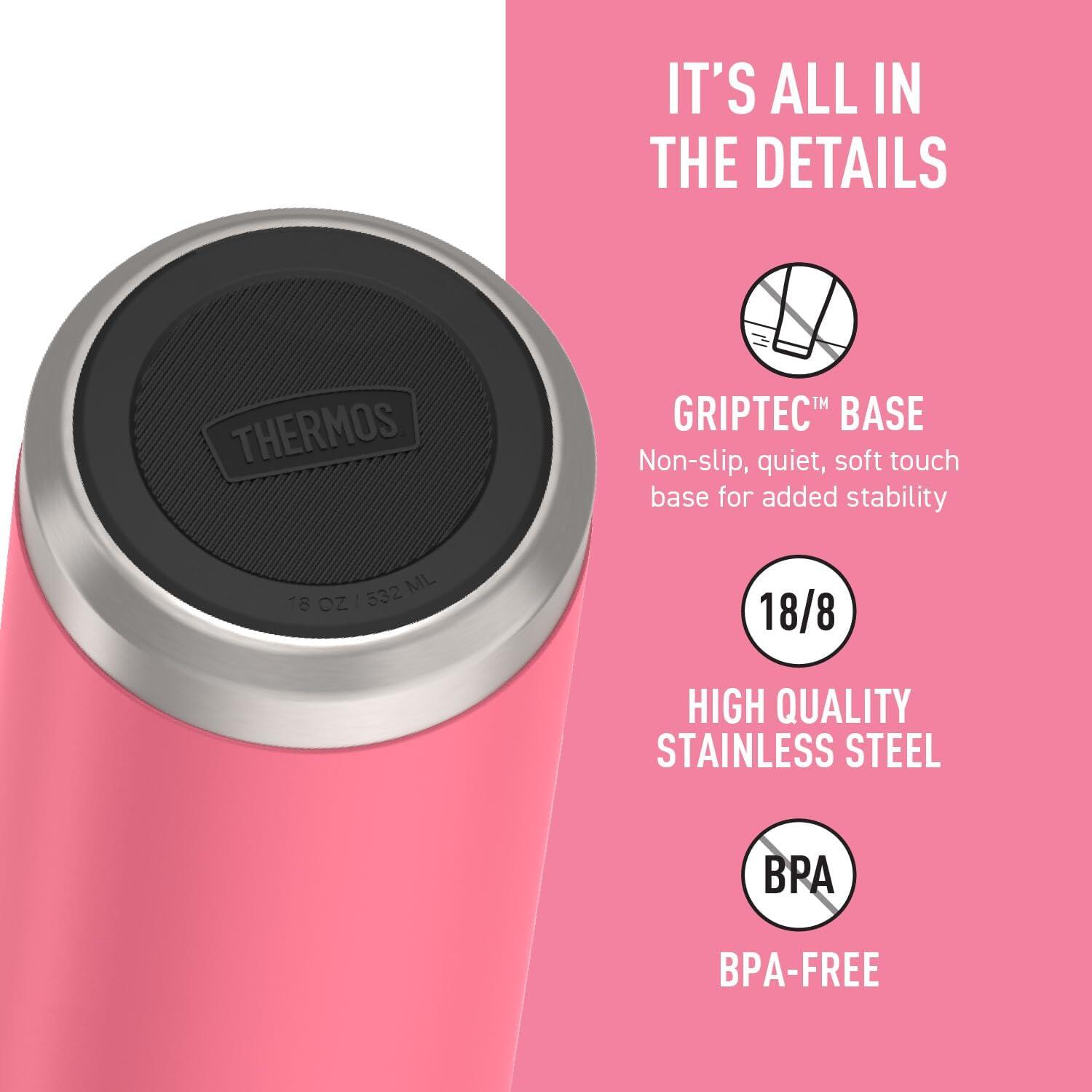 THERMOS ICON 530ml Botella de acero inoxidable hidratación con tapa pajita Rosa 5/7