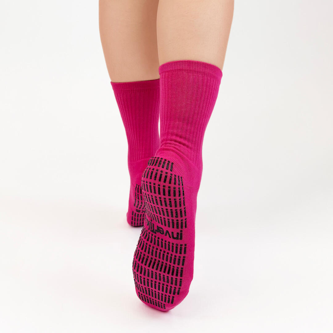 Calze sportive antiscivolo cotone soletta con grip allenamento Fucsia 3/5