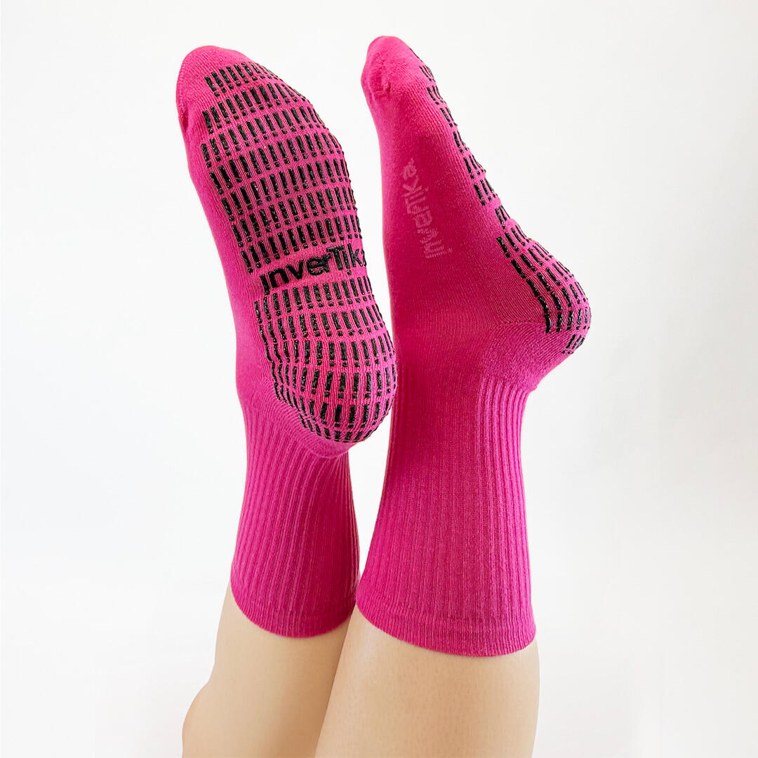 Calze sportive antiscivolo cotone soletta con grip allenamento Fucsia 2/5