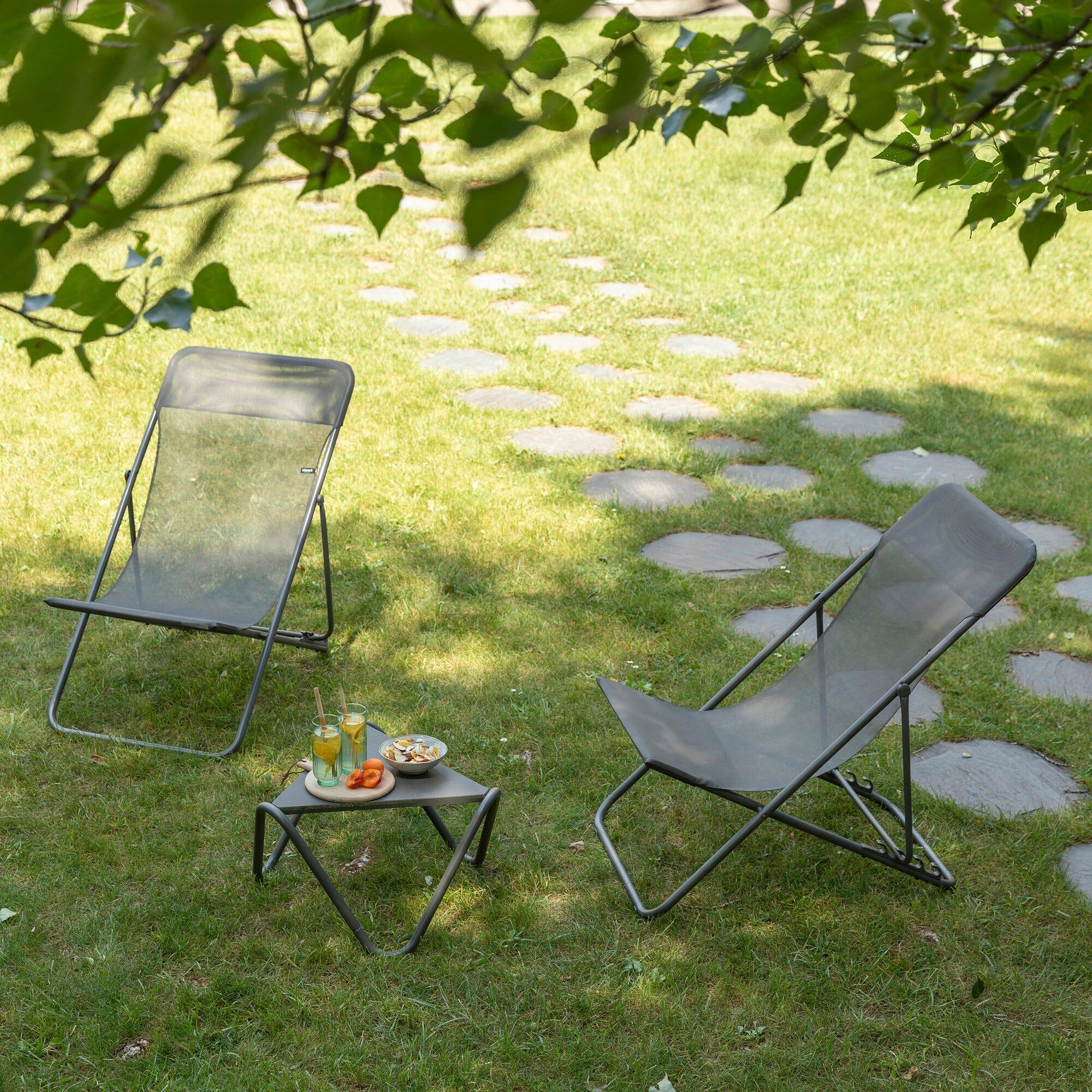 Transat jardin pliant multi-positions : Largeur 58 cm - MAXI TRANSAT - Marron 4/7