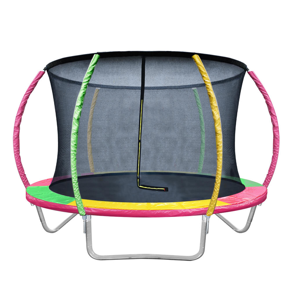 8FT Trampoline Round Trampolines Kids Multi-coloured