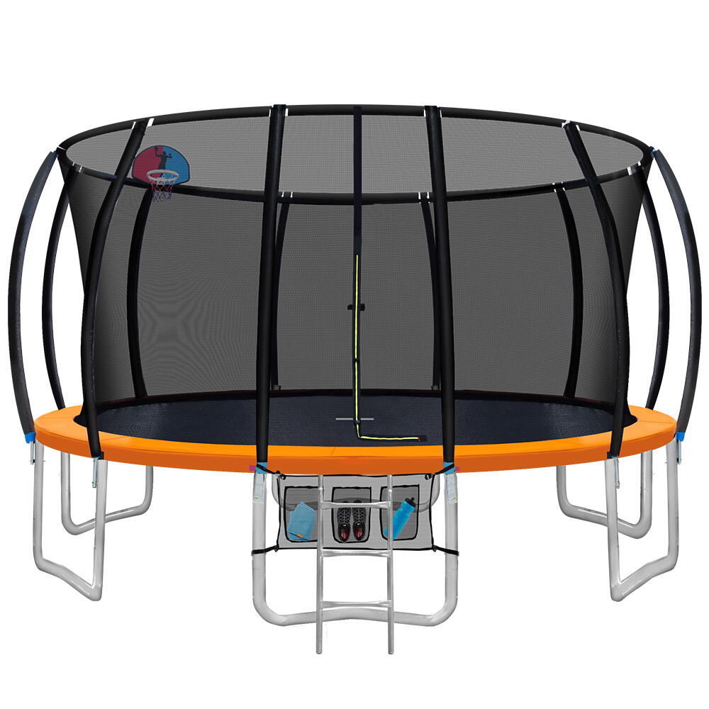 16FT Trampoline Round Trampolines With Basketball Hoop Orange