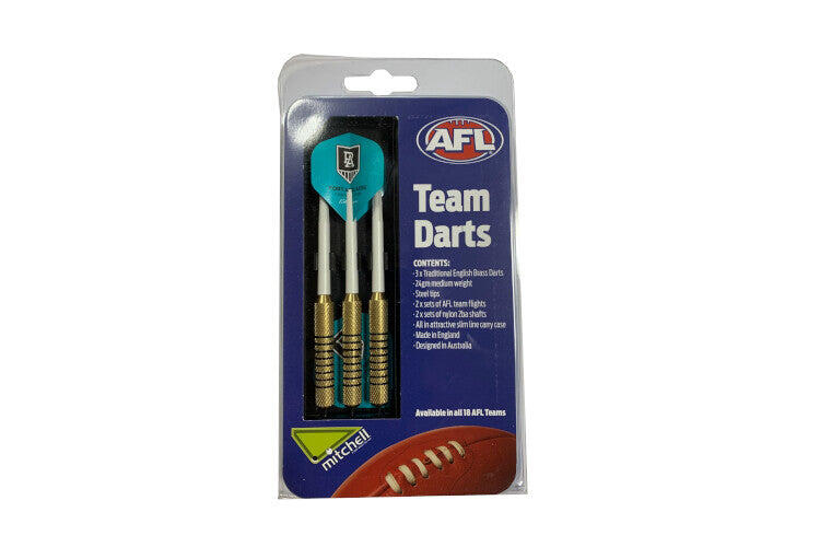 AFL Brass Dart Set - Port Adelaide Power - Set of 3 - 24 Grams - Darts