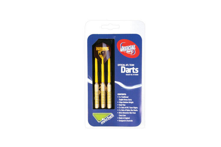 AFL Brass Dart Set - Hawthorn Hawks - Set of 3 - 24 Grams - Darts