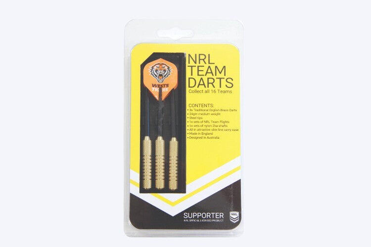 NRL Brass Dart Set - West Tigers - Set of 3 - 24 Grams - Darts