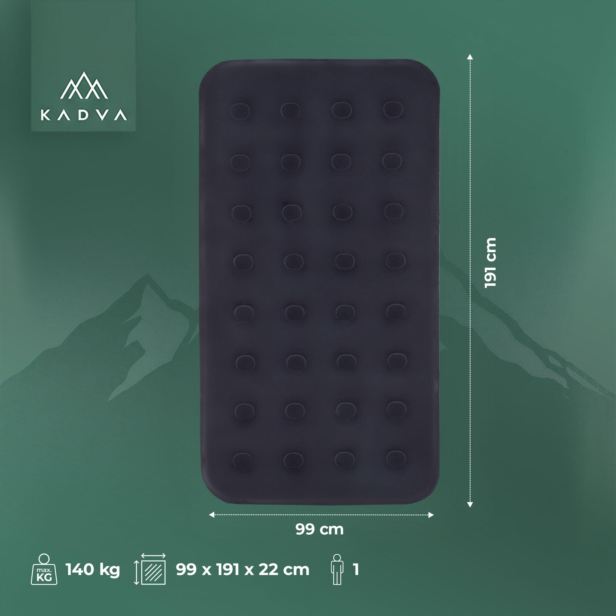 Colchão insuflável KADVA Sinbed Single azul 191x99x22 cm 6/6