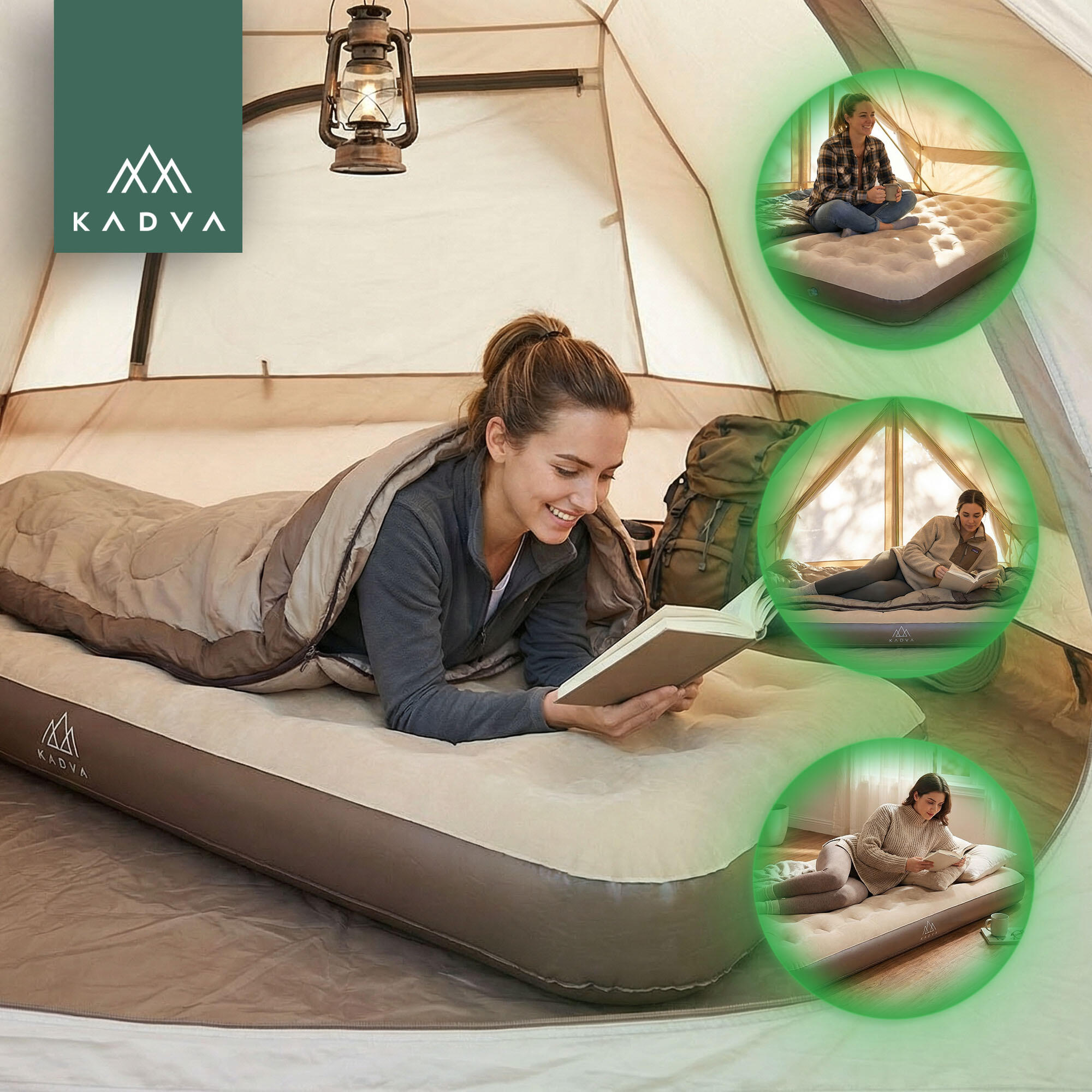 KADVA SINBED Matelas Gonflable Simple Beige (191 x 99 x 22 cm), capacité de Charge 140 kg, Anti-Fuite avec Double Valve, PVC, rustine de réparation, idéal pour Le Camping, Les Voyages, lit KADVA SINBED Matelas Gonflable Simple Beige (191 x 99 x 22 cm), capacité de Charge 140 kg, Anti-Fuite avec Double Valve, PVC, rustine de réparation, idéal pour Le Camping, Les Voyages, lit