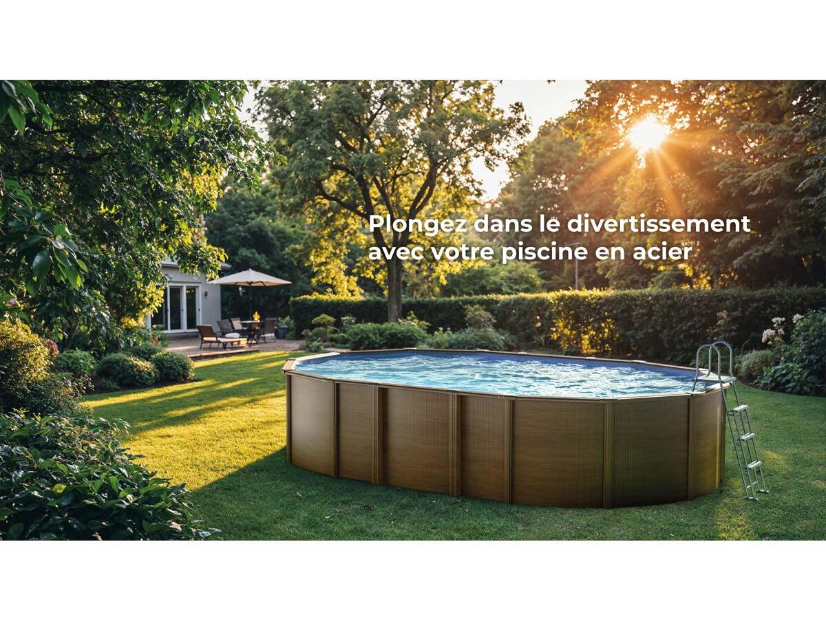 Amazonia ovaler Stahlpool in Holzoptik 610 x 375 x 132 cm 3/7