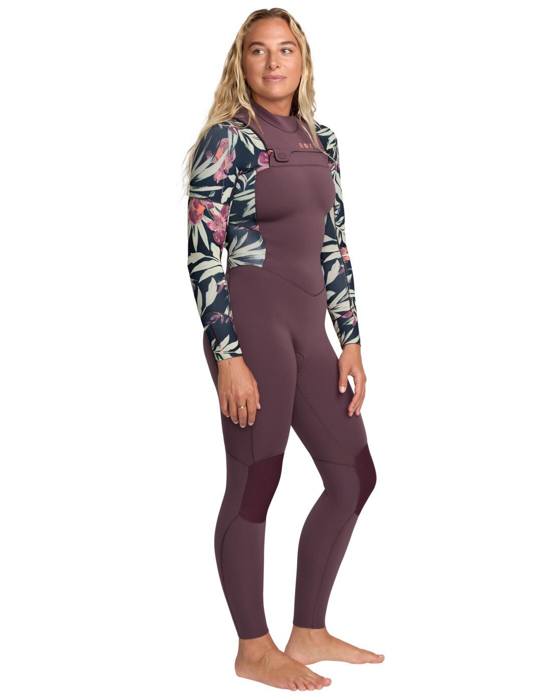 Chest-Zip-Neoprenanzug 3/2 SWELL NATURAL Lila Dames 3/4