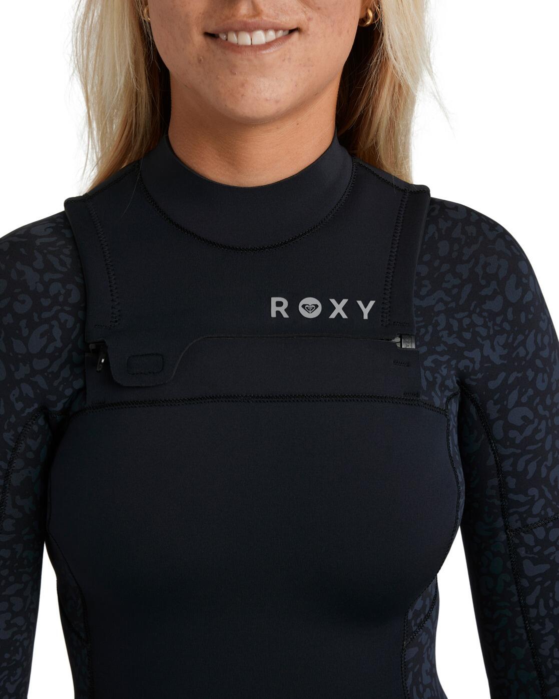 Chest-Zip-Neoprenanzug 4/3 SWELL NATURAL Schwarz Dames 3/4