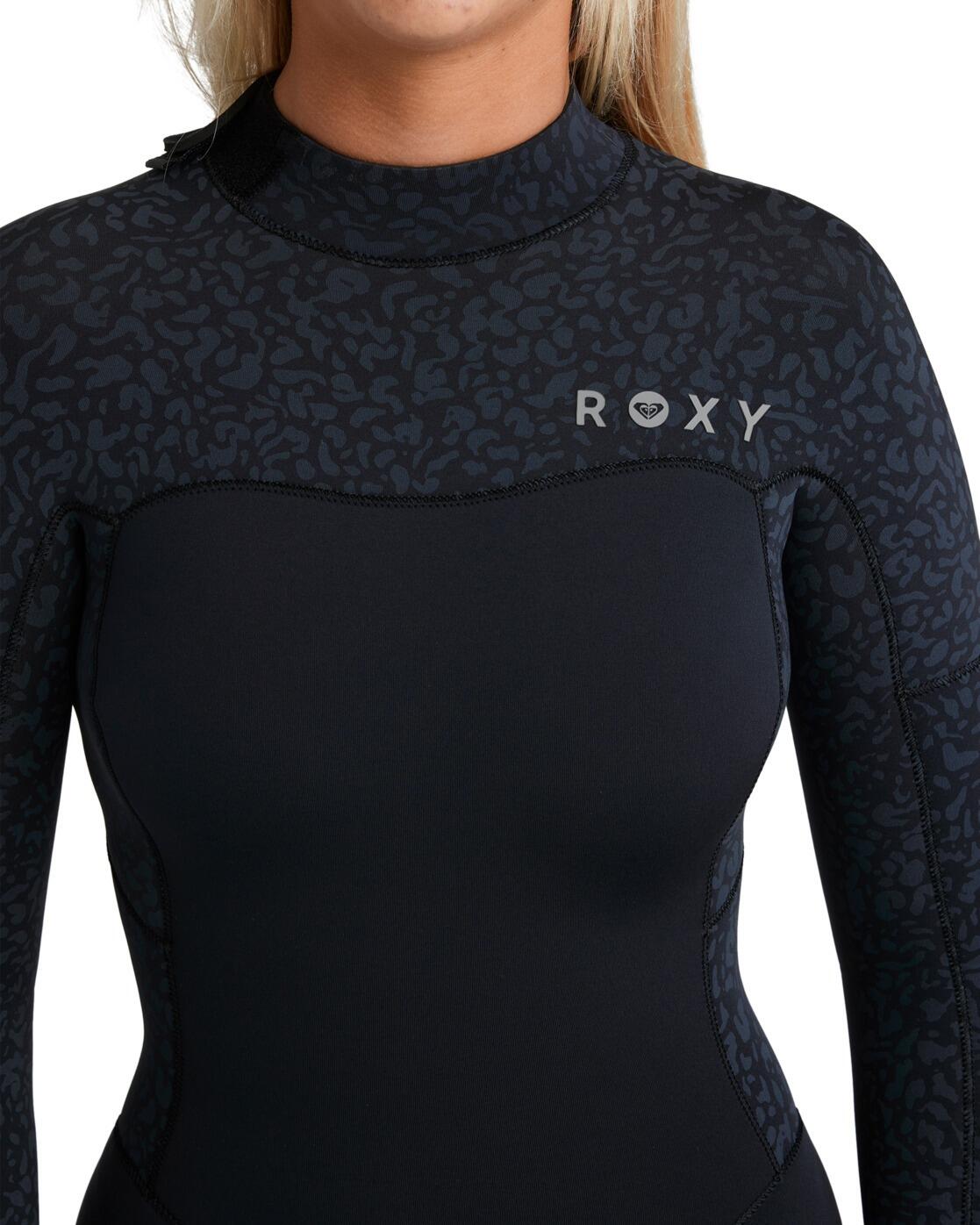 Back-Zip-Neoprenanzug 4/3MM SWELL NATURAL Schwarz Dames 3/4
