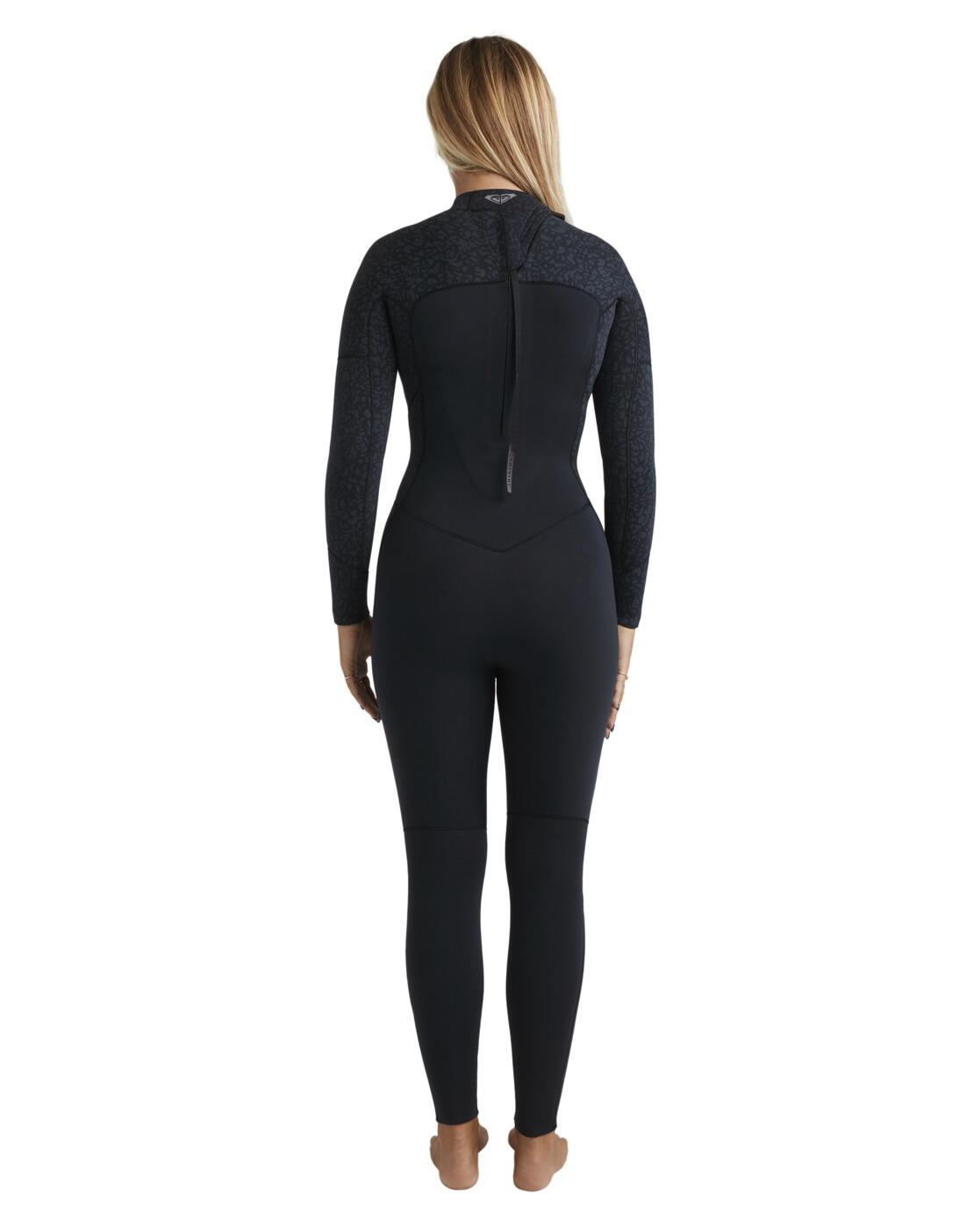 Back-Zip-Neoprenanzug 4/3MM SWELL NATURAL Schwarz Dames 2/4