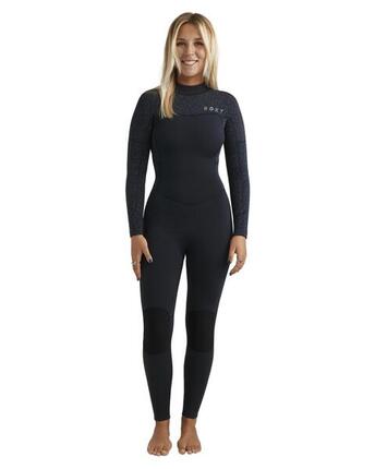 Combinaison de surf back zip 4/3MM SWELL NATURAL Noir Femme