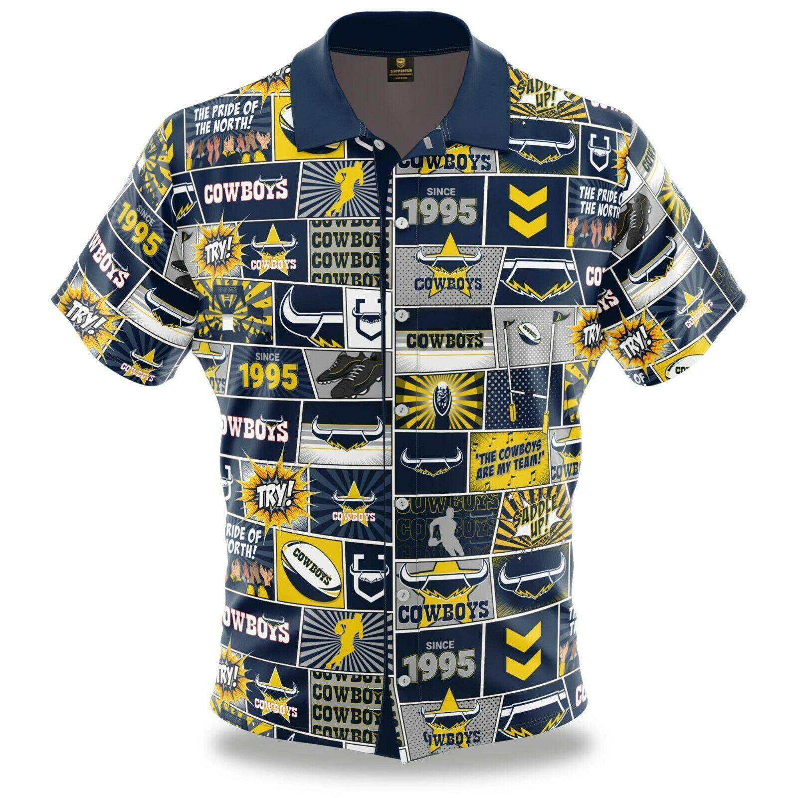 NRL Fanatics Button Up Polo Shirt - North Queensland Cowboys - Rugby League