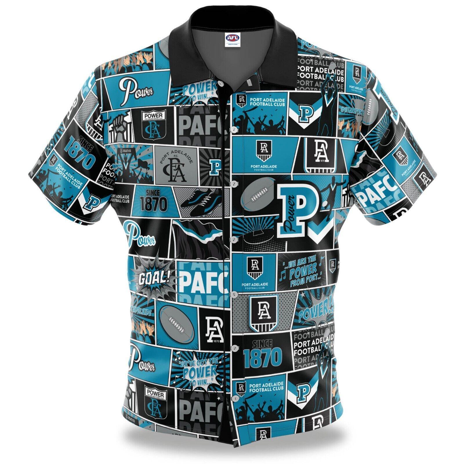 AFL Fanatics Button Up Polo Shirt - Port Adelaide Power - Aussie Rules